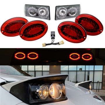 Corvette Envy C5 Lighting Bundle: C5 Modified LED Taillights & C5 ACA Projector Headlights
